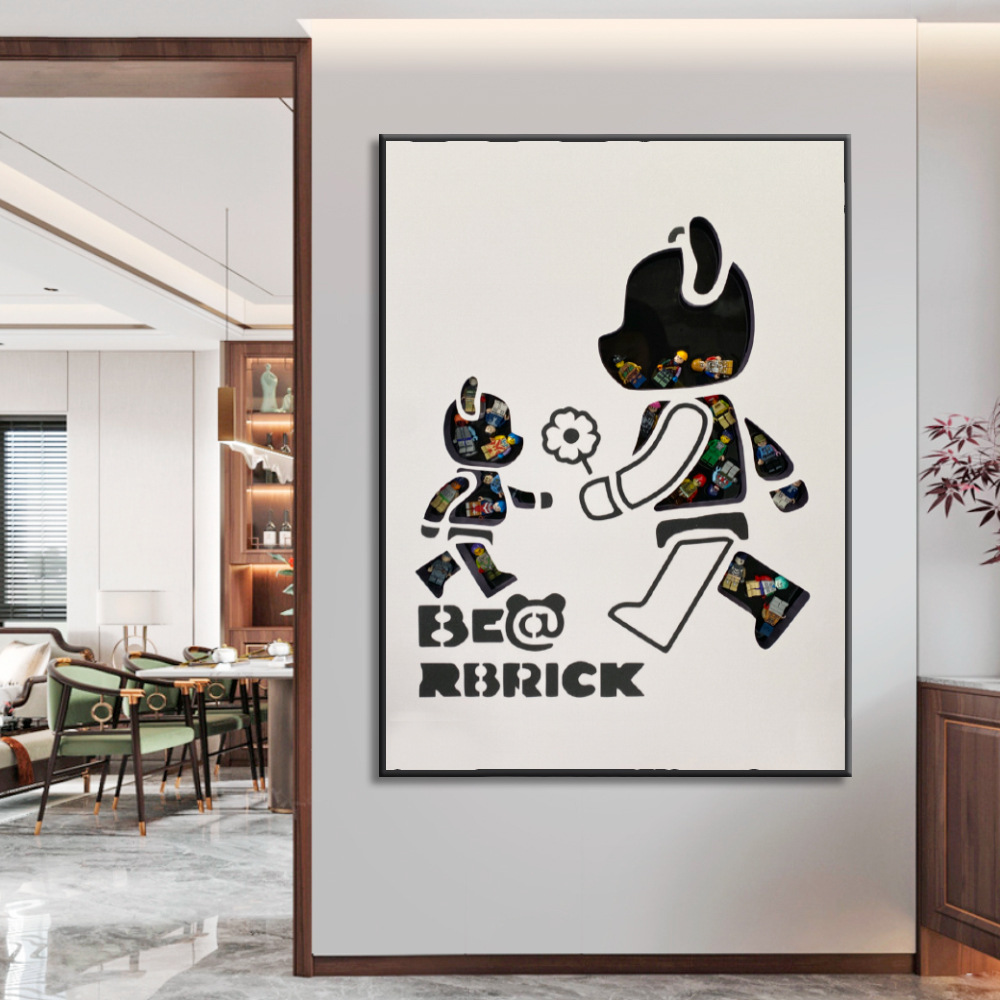 Kaws porche de Lego pintura decorativa arte marea juego hotel pintura colgante sala de estar pasillo tridimensional 3d mural de oso violento