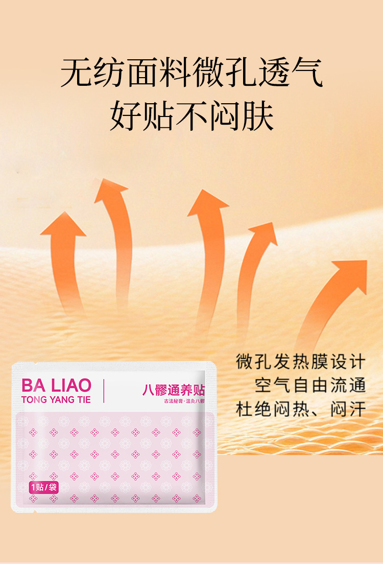 Baliao Acupoint Moxibustion Patch with Mugwort Warm Herbal Topical Patch for Waist and Hip Care specifications