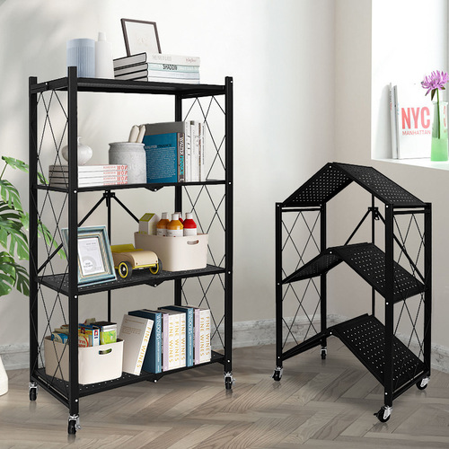 Kitchen multi-layer floor storage rack microwave oven storage rack wholesale removable installation-free folding storage rack