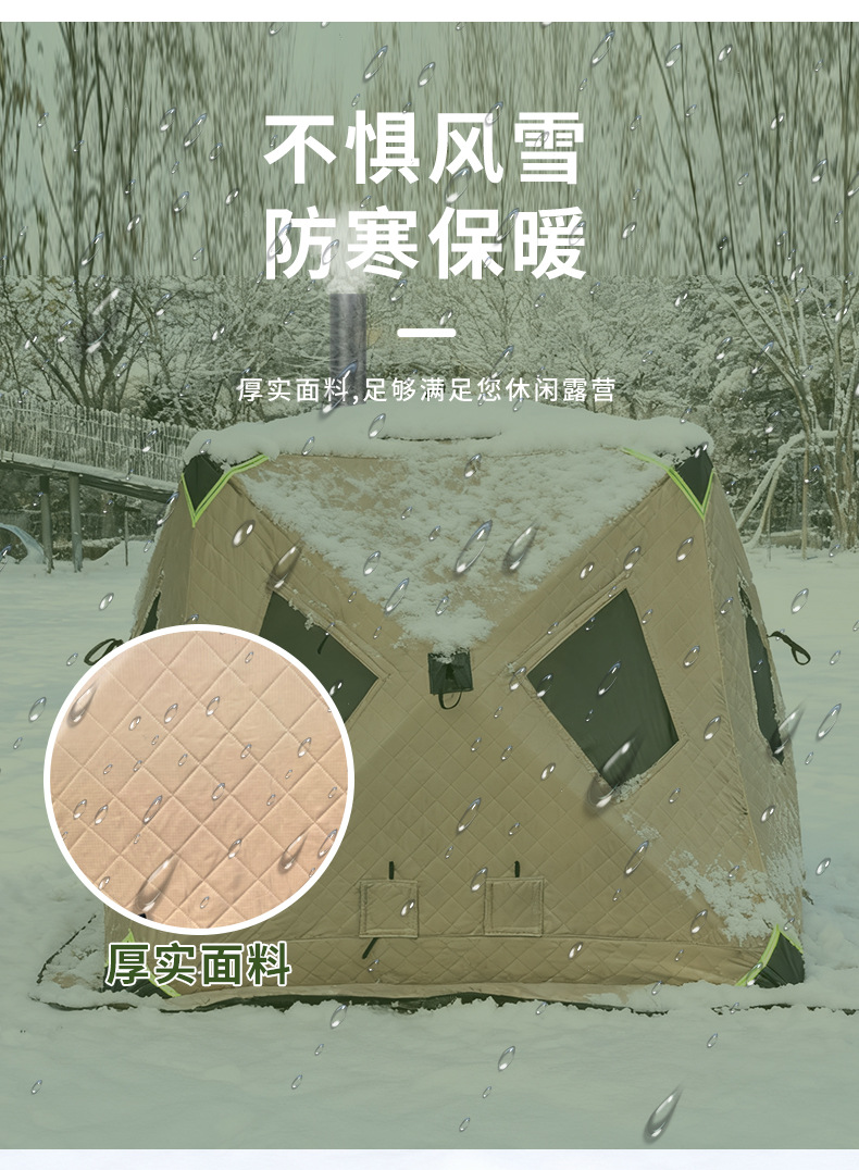 1-2 Person Flip Over Ice Fishing Shanty Thick Thermal Insulated Ice Fishing Tent Wind Resistant Portable Ice Shelter for Hardwater Fishing
