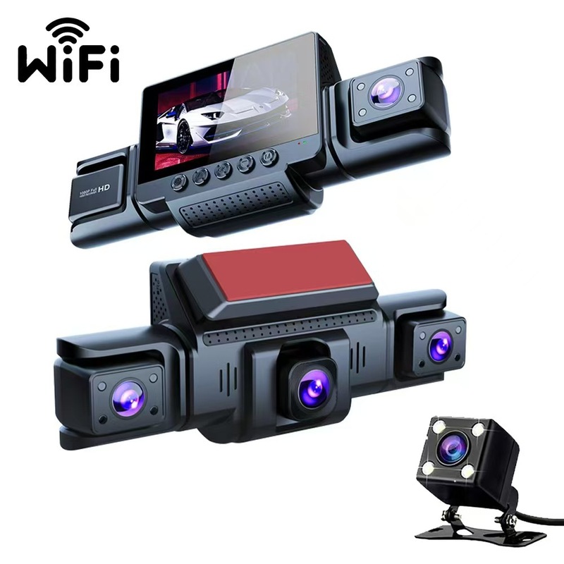 工場直販 3inch IPS スクリーン 4 レンズ WiFi 携帯電話相互接続ドライブレコーダー 超鮮明な前後左右 4 つの録画|undefined