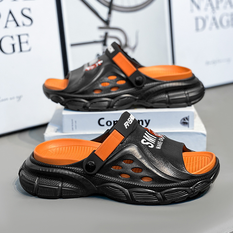 Zapatillas red para hombres de verano juveniles antideslizantes de fondo suave de dos usos deportivos para hombres pisando mierda sensación de playa zapatillas frías