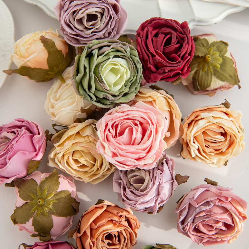 Retro Style Simulated Burnt Edge Rose Buds, Fake Flowers, DIY Handmade Flower Arrangements, Wedding Bouquets, New Home Decoration Products