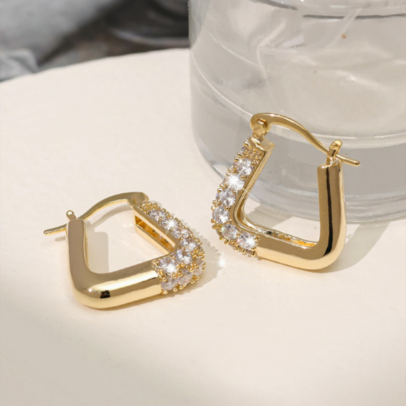 Annie Benny pendientes franceses en forma de U oro real galvanizado geometría de herradura de caballo nicho de diseño simple de orejas de viaje