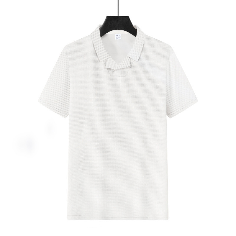Men's American Style Relaxed Fit Summer Waffle Knit Polo Shirt And Shorts Set, Casual Breathable Two-Piece Outfit_viptrois.com