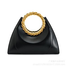 跨境新款头层牛皮欧美女包   复古高级感晚宴包 新款女士托特小包