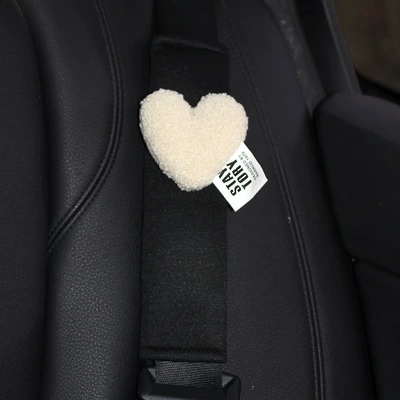 anti-wire love decorative safety belt – Seat belt shoulder pad - off-white-velvet-love-1-black-ice-silk-shoulder-pad