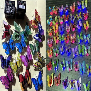 Butterfly lamp luminous butterfly night light can be pasted colorful flash 3d simulation led push-sweep code factory direct supply