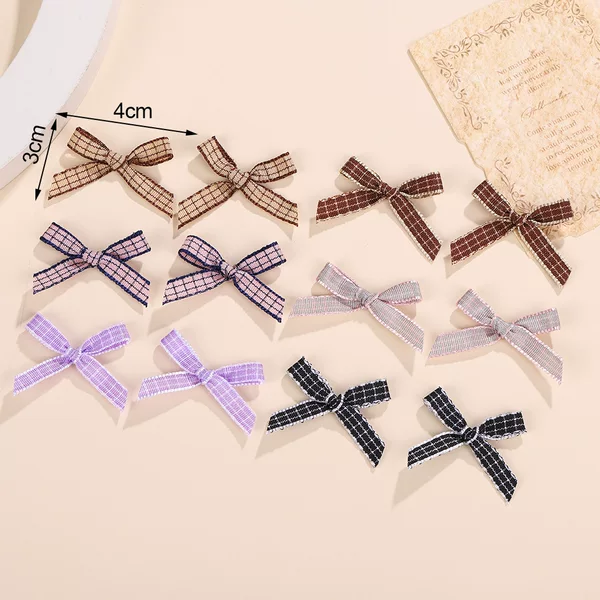 Plaid Houndstooth Small Bow Doll Decoration Underwear Accessories Gift Packaging Handmade DIY Materials Shoe Decorations