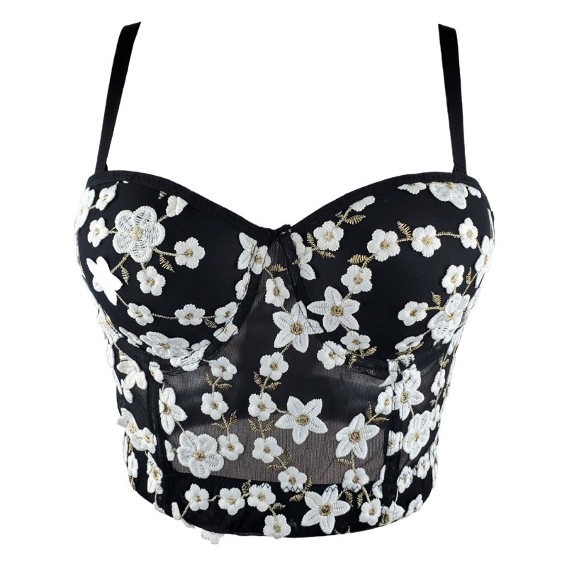 Primavera y verano nueva venta caliente de oro seda bordado hermosa Sling fresco lindo chica slim fit chaleco pecho taza anillo acero superior image 1