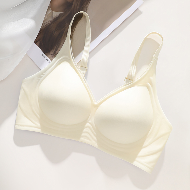 Ropa interior de látex para mujer, pechos pequeños, recolección superior, anti-flacidez, sin anillo de acero, leche auxiliar, sin marcas, transpirable, sujetador delgado