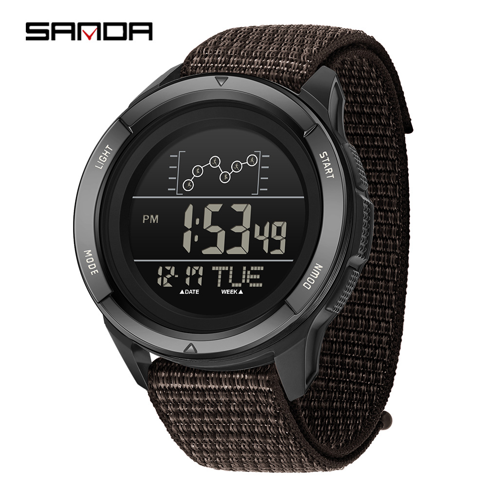 SANDA Sanda hoja electrónica multifunción reloj de despertador para estudiantes gran dial impermeable al aire libre reloj deportivo