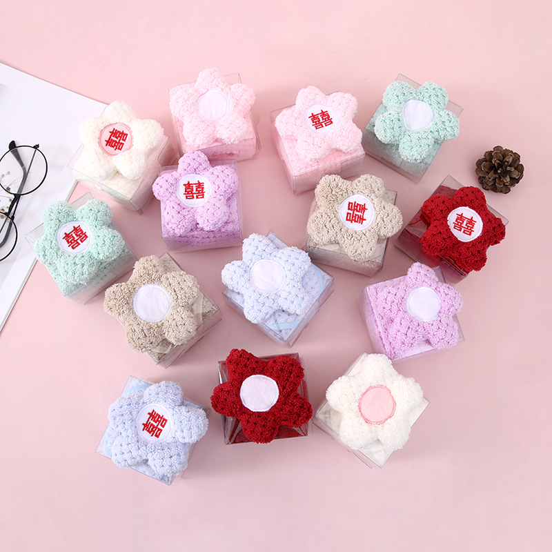 Coral Velvet Flower Cartoon Hanging Thickeneded Absorbent Hand Towel Souvenir Shop Opening Small Gift Kitchen Hanging Towel