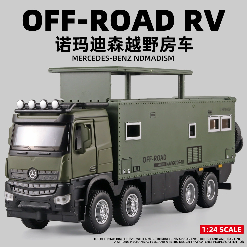 新奥 Warrior, металлический универсальный реалистичный RV с подсветкой и музыкой, игрушка, модель автомобиля, масштаб 1:32