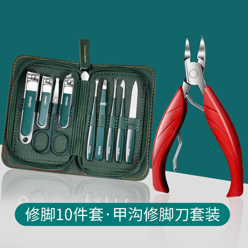 Cuchillo de garganta de uñas de pie en stock Jinda Rimei pedicur Kit de cortador de uñas tijeras caseras de piel muerta