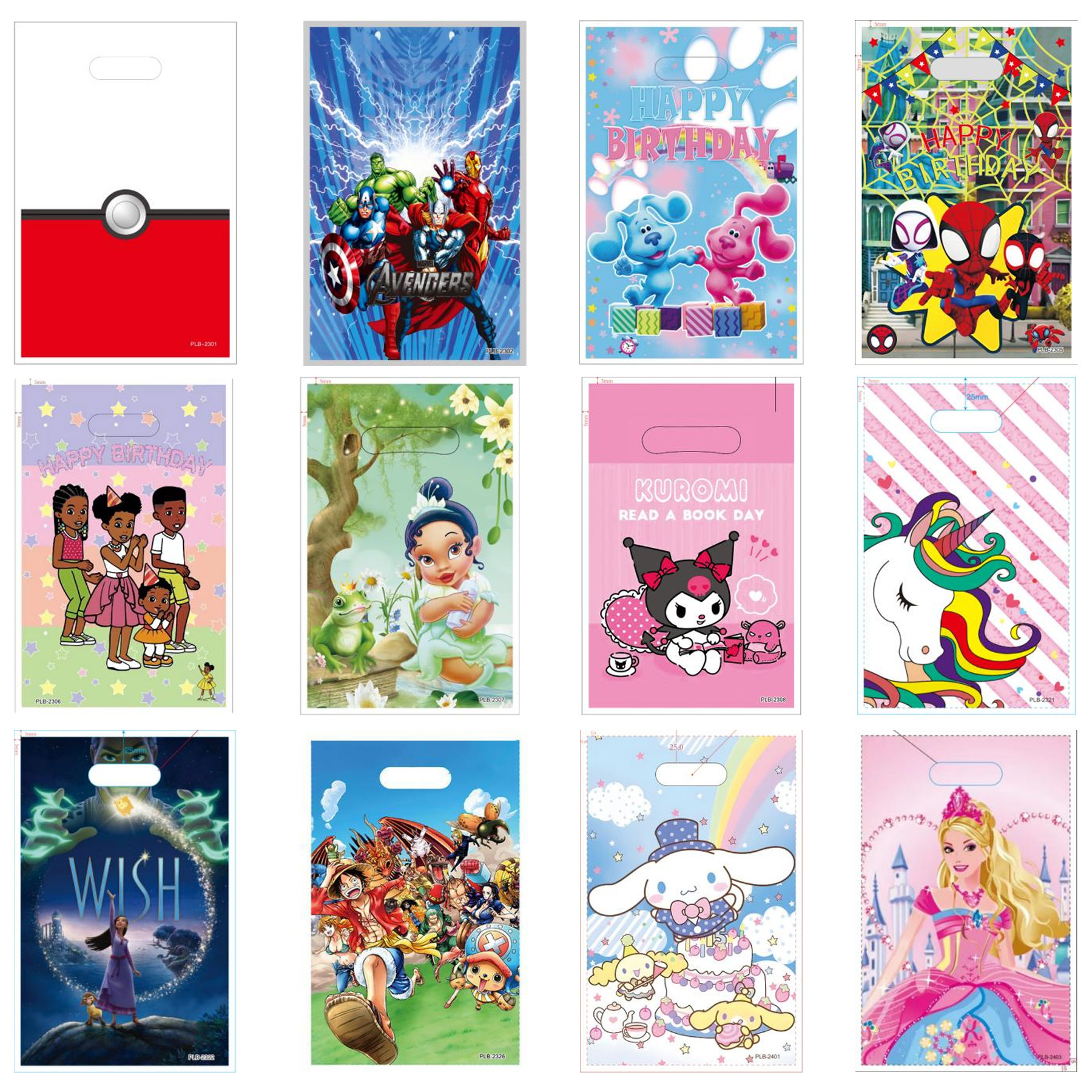 卡通款复仇者联盟库洛米芭比图案聚会装饰袋生日节日礼物袋礼品