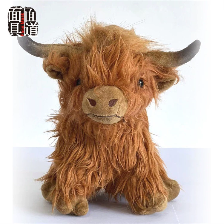 Кукла яка Highland Cow Шотландское Хайленд с длинными волосами Корова плюшевая игрушка-симулятор Детская кукла