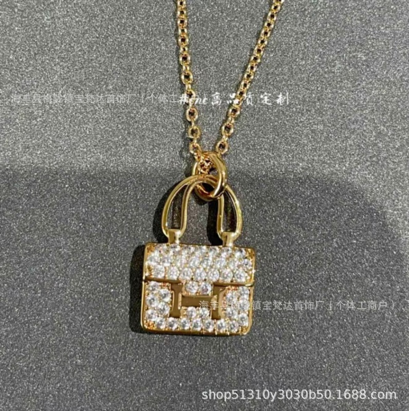 H ファミリーハイバージョン新しいカンカンバッグネックレス H バッグケリーネックレス S925 シルバーメッキ 18K ローズゴールド工場直販|undefined