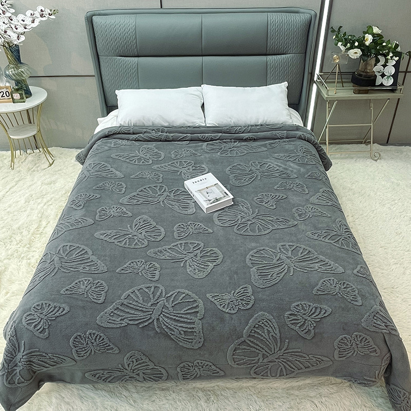 Comercio electrónico transfronterizo 2025 Pagoda de flores de mariposa Manta de terciopelo de cordero Manta gruesa y cálida Manta de color sólido de comercio exterior