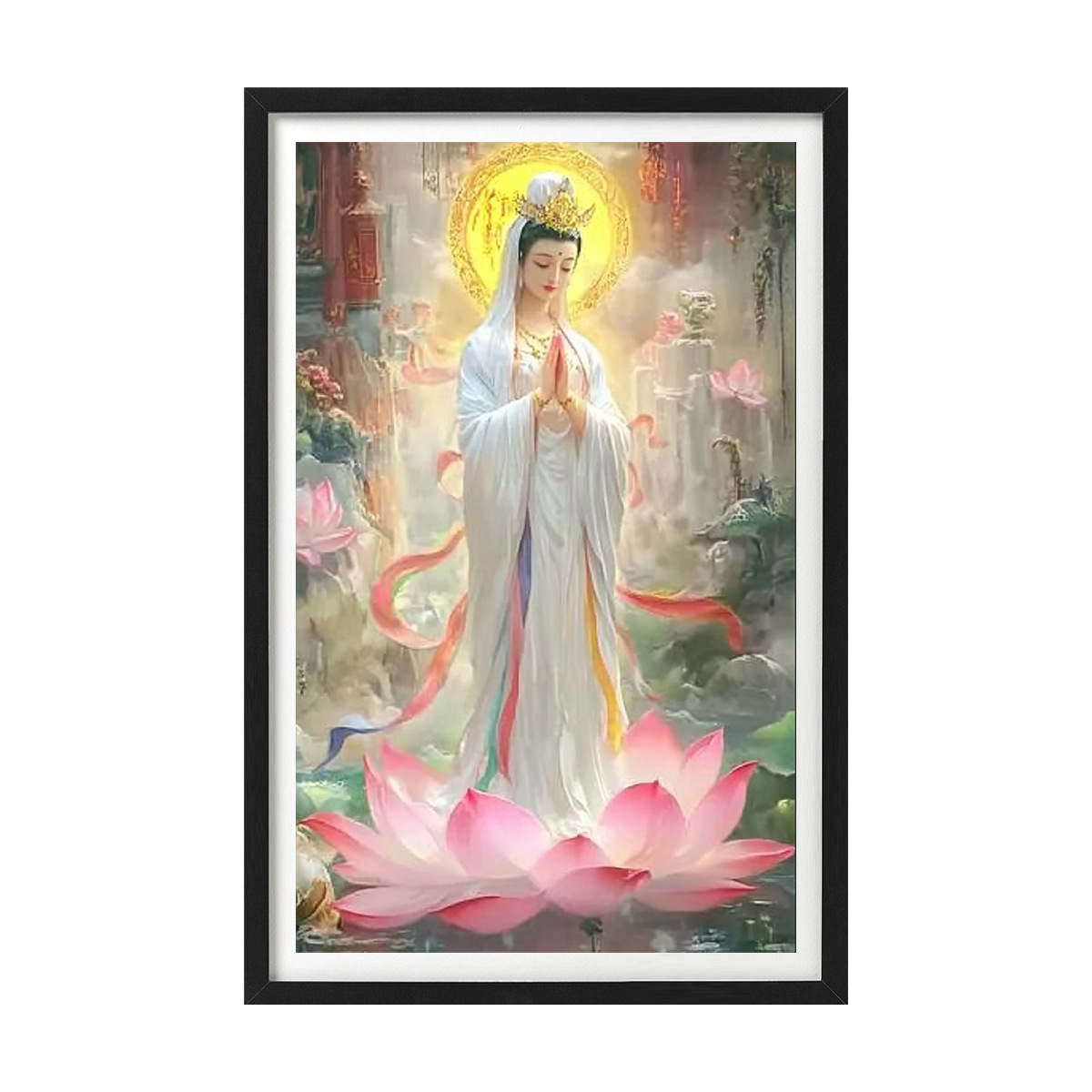 [Tejido de Algodón Importado] Punto de Cruz de la Mona Lisa, Tela Blanca, Nueva Estatua de Buda Guanyin, Punto de Cruz Grande para Sala de Estar image 5