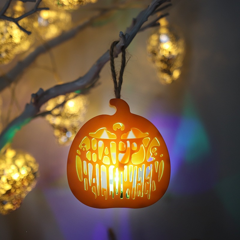 Halloween lámpara de calabaza portátil lámpara de calabaza LED lámpara de vela colorida araña sitio de decoración accesorios lámpara de noche