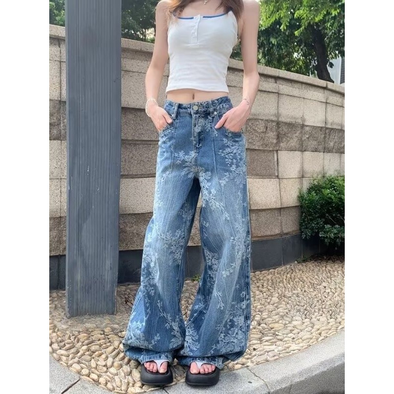 Girls' Jeans 2025 New Children's Pants Summer Thin Stylish Fashionable Little Girl Wide-Leg Pants Summer Long Pants
