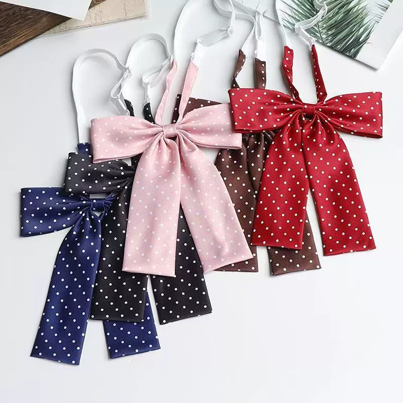 JK сплошной цвет волновой точки кролика ребенка галстубок колледжа стиль униформы аксессуары лук длинный скошенный костюм для моряков