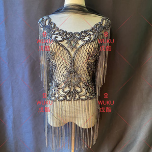 E-Cool 2022 New 85X73cm Wedding Dress Dance Dress Chain Tassel Black Decal MP-239