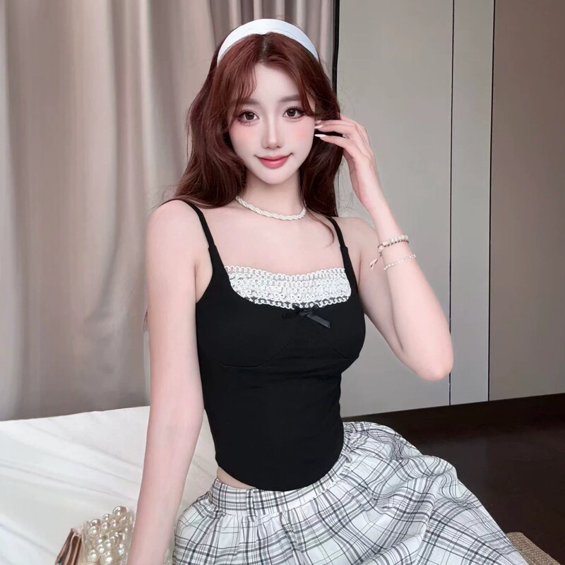 5656 Lace Trim Camisole for Women, Spring Pure Desire Style, Slim-Fit Waist-Cinching Top, Short Inner Layer Base Shirt 5656 Lace Trim Camisole for Women, Spring Pure Desire Style, Slim-Fit Waist-Cinching Top, Short Inner Layer Base Shirt