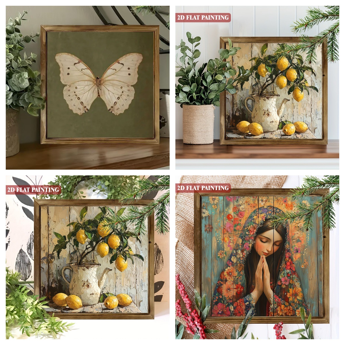 Cute retro double-layer wooden photo frame for bedroom