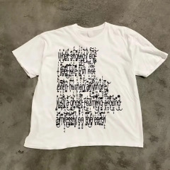Boasready 新しいアメリカンサマー半袖レトロプリントルーズラウンドネック多用途カジュアルレタープリント Tシャツ