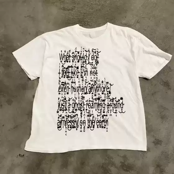 Boasready New American Summer Short-Sleeved Retro Printed Loose Round Neck Versatile Casual Letter Printed T-Shirt