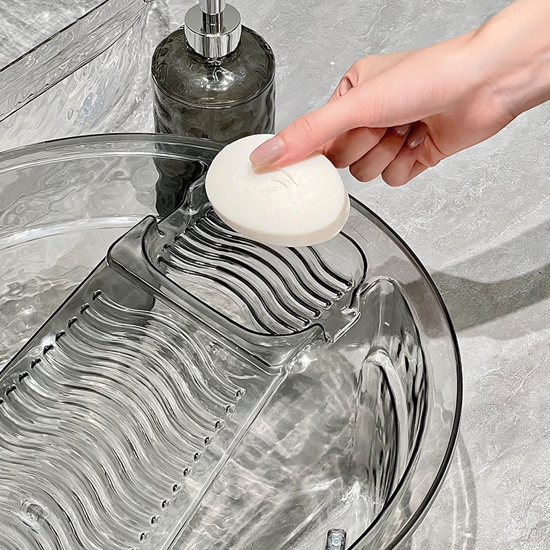 洗濯とこすり一体型洗濯板洗濯桶プラスチック洗面器家庭用バスルームトイレ耐久性のある多機能大型透明プラス|undefined