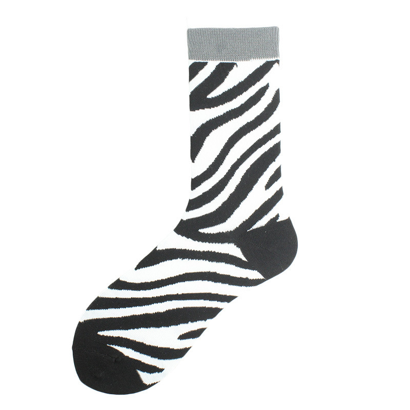 2025d Shark Bee Beast Men's Trendy Zebra Pattern Animal Mid-Calf Socks_voghion.com