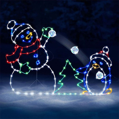 LED Lawn Lamps Snowball Fight Active Light String Frame Deco|ms