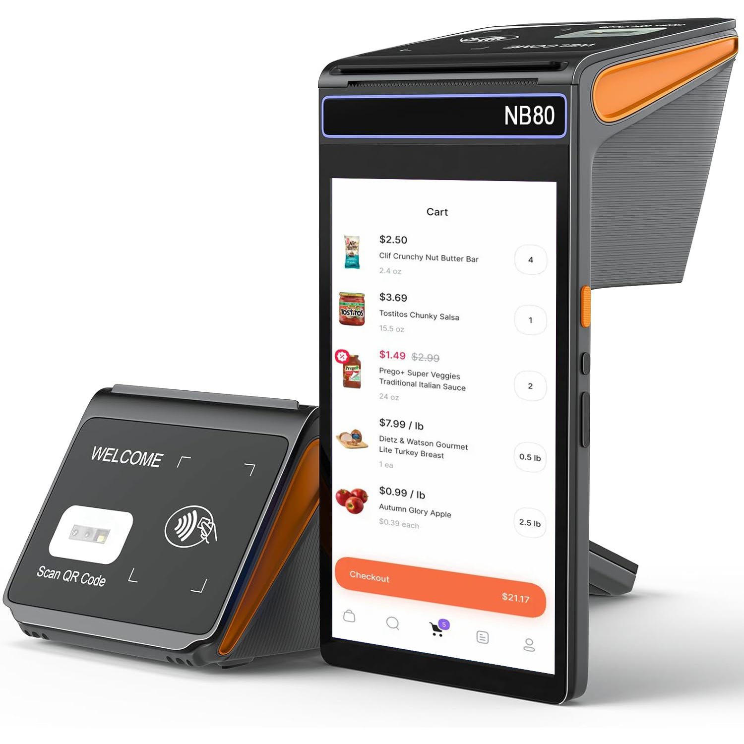 自助收银机安卓POS机 可移动触屏自动接单扫码打印手持智能终端机