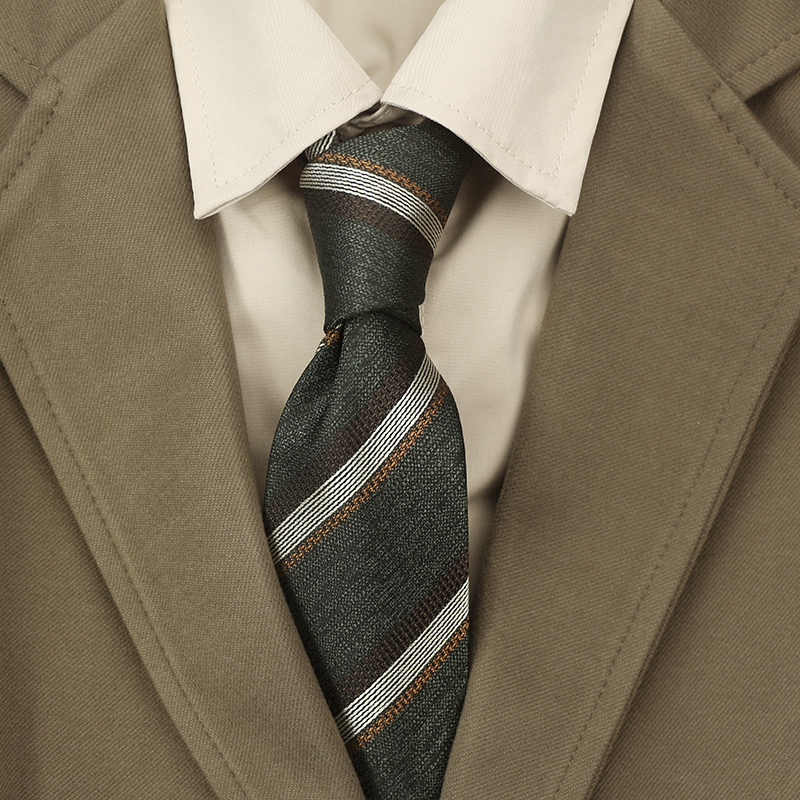 复古咖色暗红条纹领带男女8CM正装职业商务休闲百搭韩版装绿色