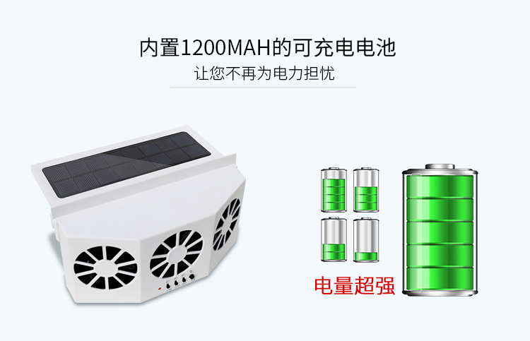Summer Solar-Powered Three-Head Car Exhaust Fan, Car Cooling Solar Ventilation Exhaust Fan, Odor Removal Electric Fan