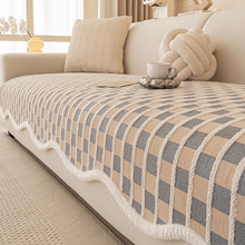 轻法式不规则沙发垫2025新款一片式固定防滑直排皮沙发套罩防猫抓