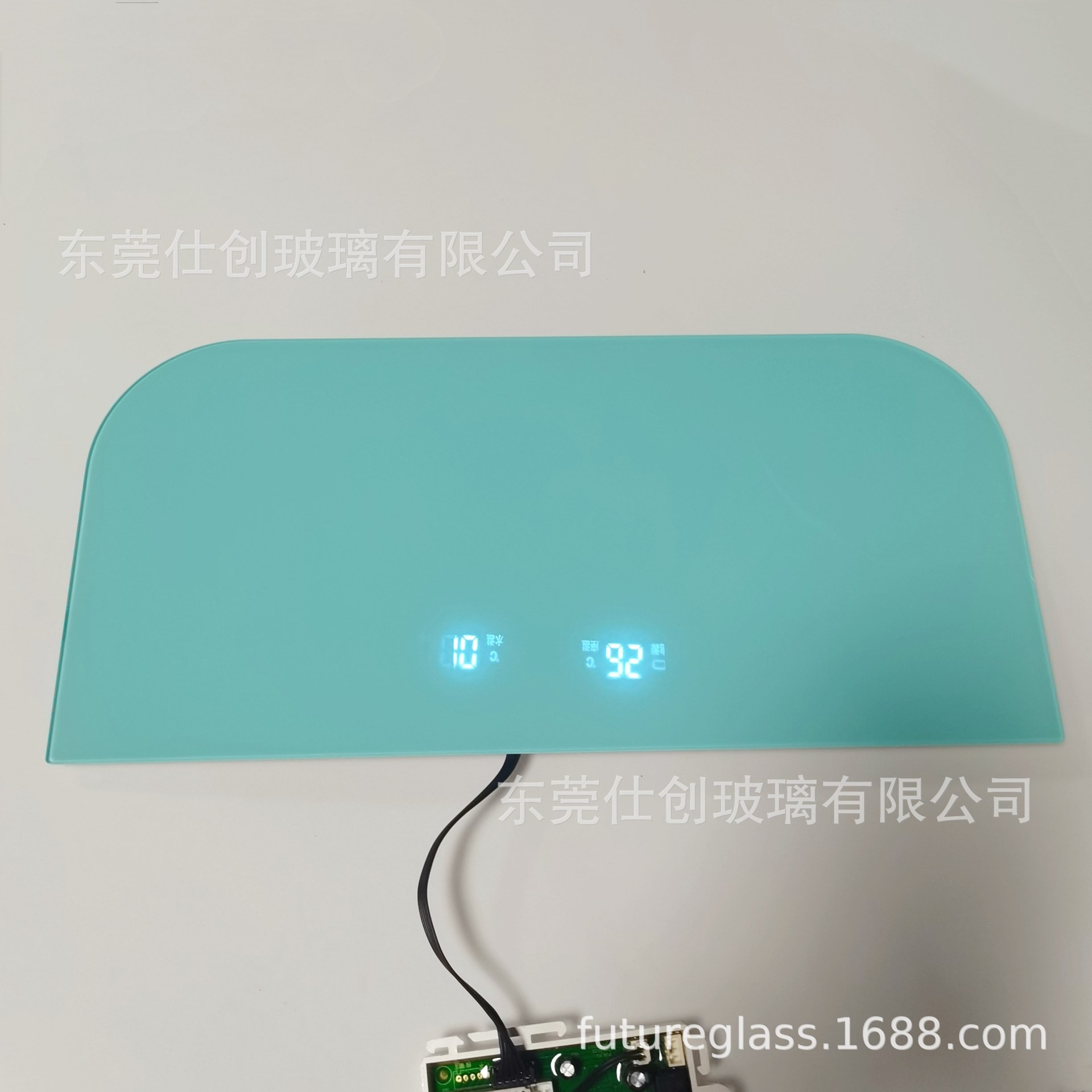 3mm 绿色半透丝印钢化玻璃面板定制 开灯显示不开灯关闭效果玻璃