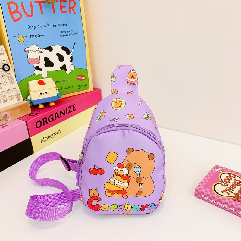 Bolsos de pecho de dibujos animados japoneses para niños y niñas encantadores carteras de cambio de bebé Capibara nuevas bolsas de impresión para niños
