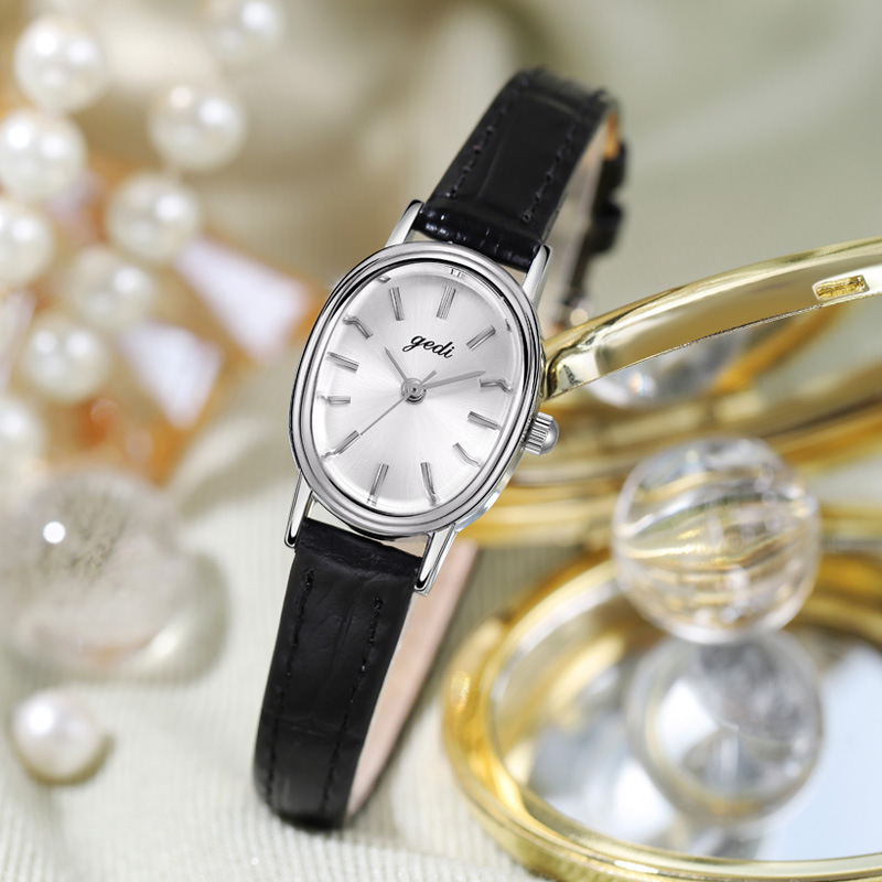 Gordi INS High-Value Simple Niche High-End Oval Women's Genuine Leather Waterproof Quartz Watch_voghion.com