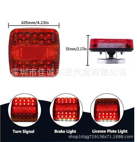 Cross-Border Amazon New Trailer Truck Led Tail Light Side Light Truck Led Warning Light Cigarette Lighter Car Tail Light