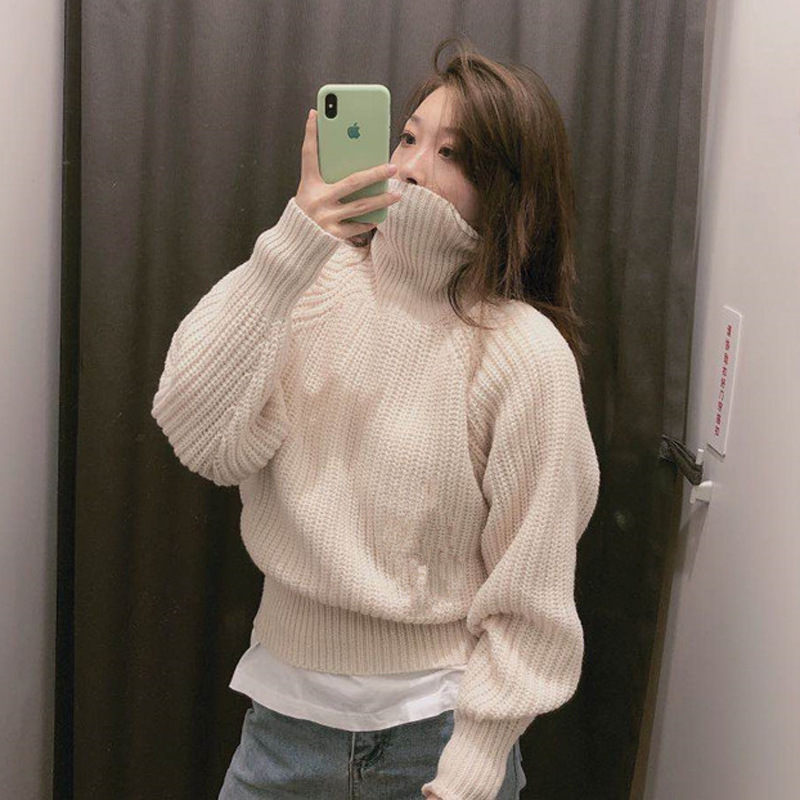 Autumn and Winter New Lazy Wind Loose Thick Knitted Sweater Two Lapel Pullover Base Thick Sweater Women's 432732 Autumn and Winter New Lazy Wind Loose Thick Knitted Sweater Two Lapel Pullover Base Thick Sweater Women's 432732