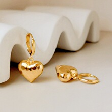 通体S925银耳扣休闲日常百搭耳饰心形超闪爱心凹凸面手工质感桃心