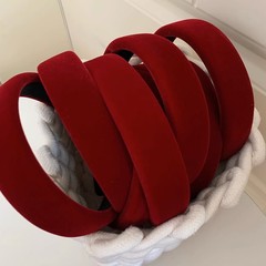 紅色絲絨發箍~新年寬邊高顱頂法式優雅復古顯白頭箍2023年秋冬新