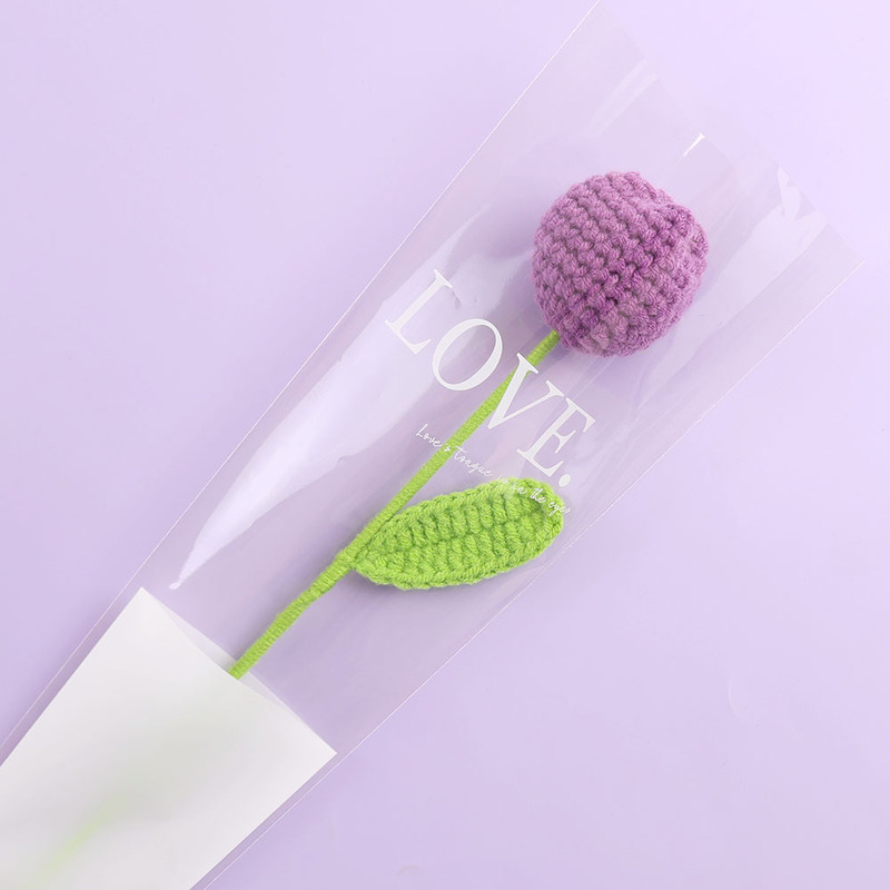 手工钩织仿真花束多彩毛线编织郁金香花枝创意装饰送女友闺蜜礼物|undefined