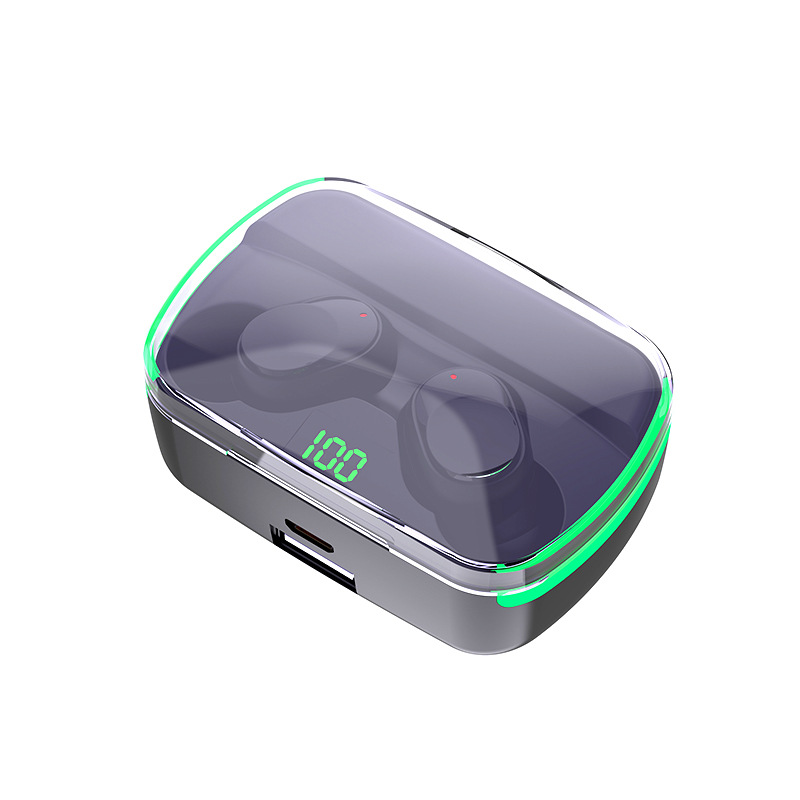 Nuevo diseño de almacén transparente M60 auricular Bluetooth inalámbrico transfronterizo pantalla digital inteligente con fuente de alimentación móvil entrega de una sola pieza