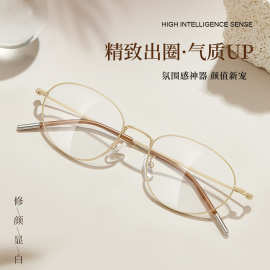 小红书网红纯欲天花板金丝窄框素颜金属眼镜框架丹阳批发可配镜