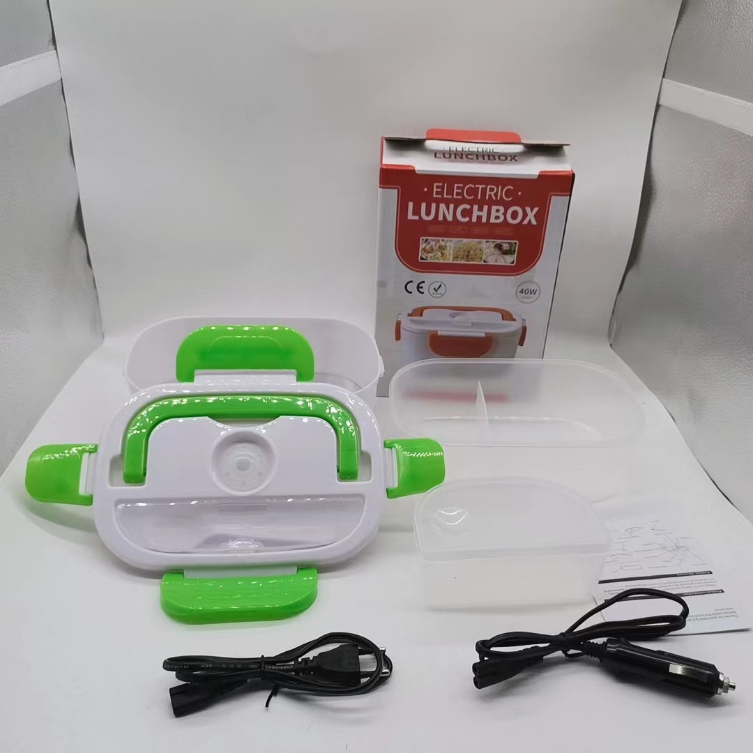 Lonchera eléctrica con calefacción, de doble uso para automóvil y hogar, sin necesidad de agua, lonchera autocalentable, lonchera portátil con aislamiento, contenedor interior de acero inoxidable.